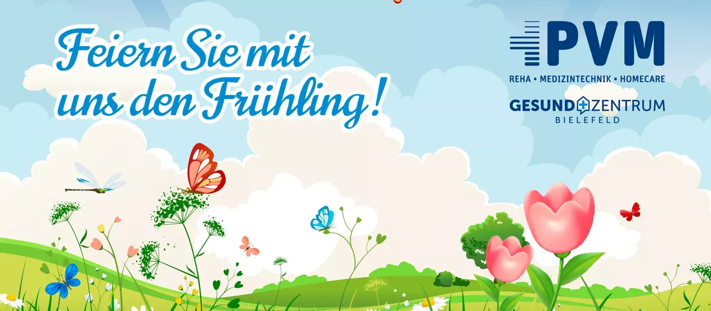 Grafik „Feiern Sie mit uns den Frühling!“ von PVM und GesundZentrum